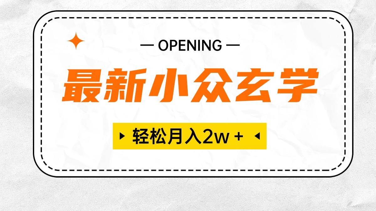 最新小众玄学项目，保底月入2W＋ 无门槛高利润，小白也能轻松掌握-星火轻创