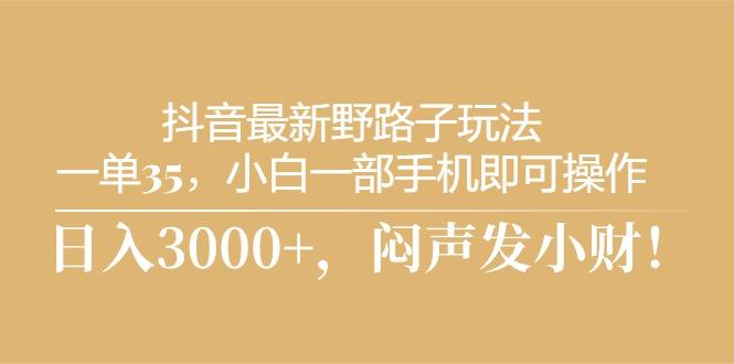 抖音最新野路子玩法，一单35，小白一部手机即可操作，，日入3000+，闷…-星火轻创