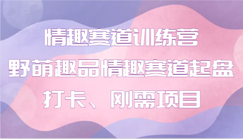 情趣赛道训练营 野萌趣品情趣赛道起盘打卡、刚需项目-星火轻创