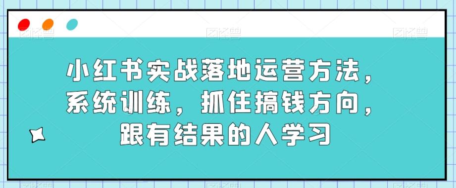 小红书实战落地运营方法，系统训练，抓住搞钱方向，跟有结果的人学习-星火轻创