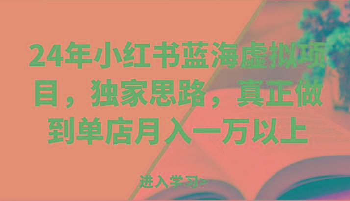 24年小红书蓝海虚拟项目，独家思路，真正做到单店月入一万以上。-星火轻创