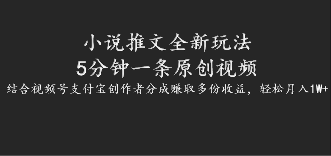 小说推文全新玩法，5分钟一条原创视频，结合视频号支付宝创作者分成赚取多份收益-星火轻创