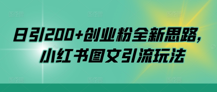 日引200+创业粉全新思路，小红书图文引流玩法【揭秘】-星火轻创