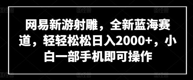 网易新游射雕，全新蓝海赛道，轻轻松松日入2000+，小白一部手机即可操作【揭秘】-星火轻创