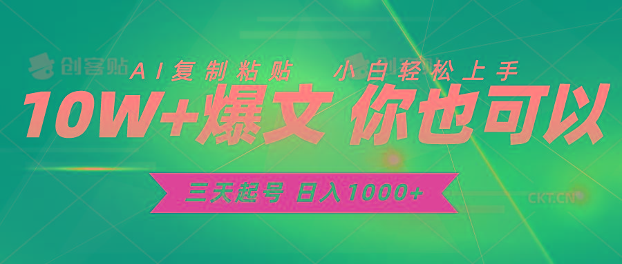 三天起号 日入1000+ AI复制粘贴 小白轻松上手-星火轻创